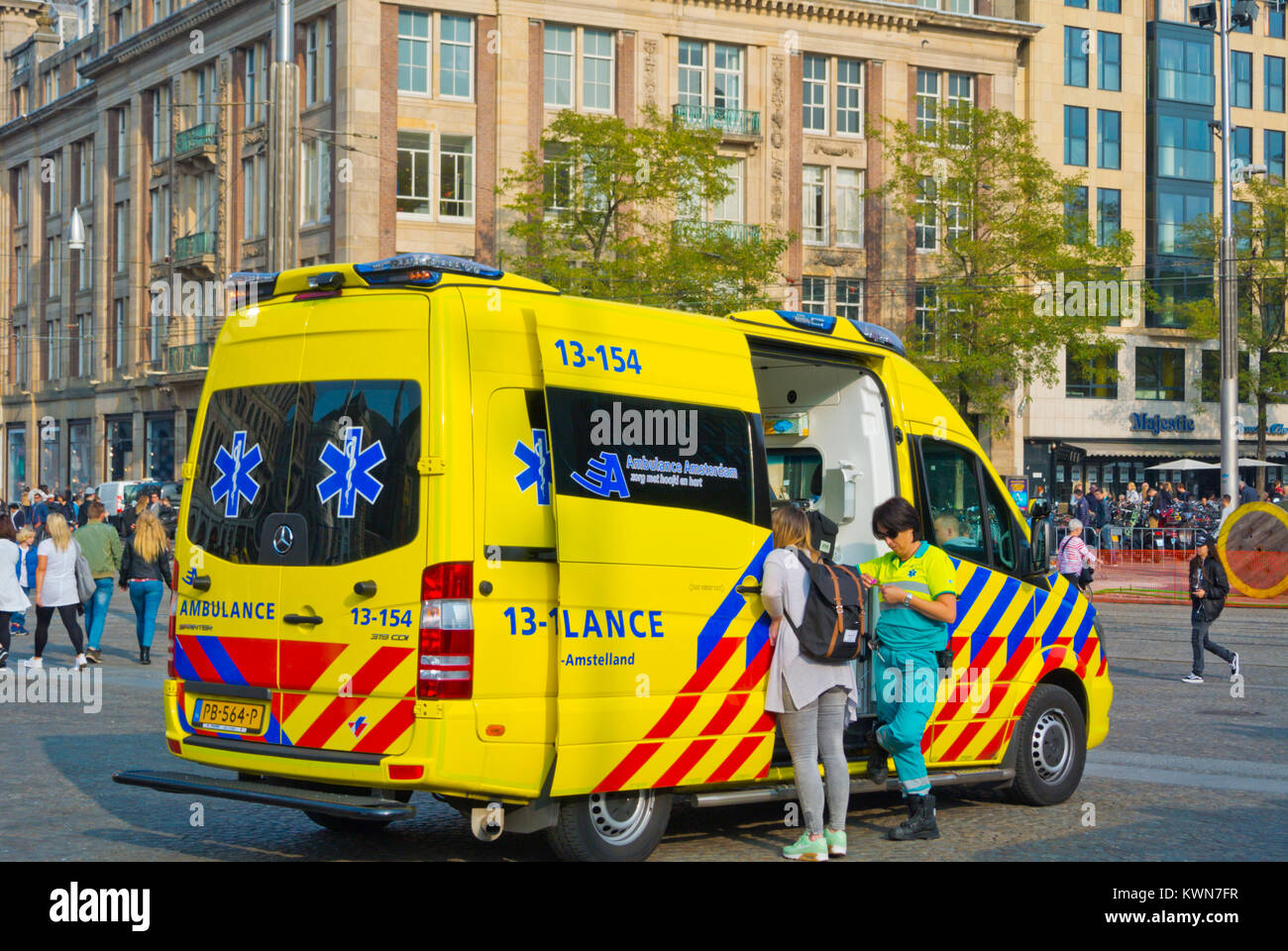 Ambulance, Dam square, Amsterdam, The Netherlands Stock Photo Alamy