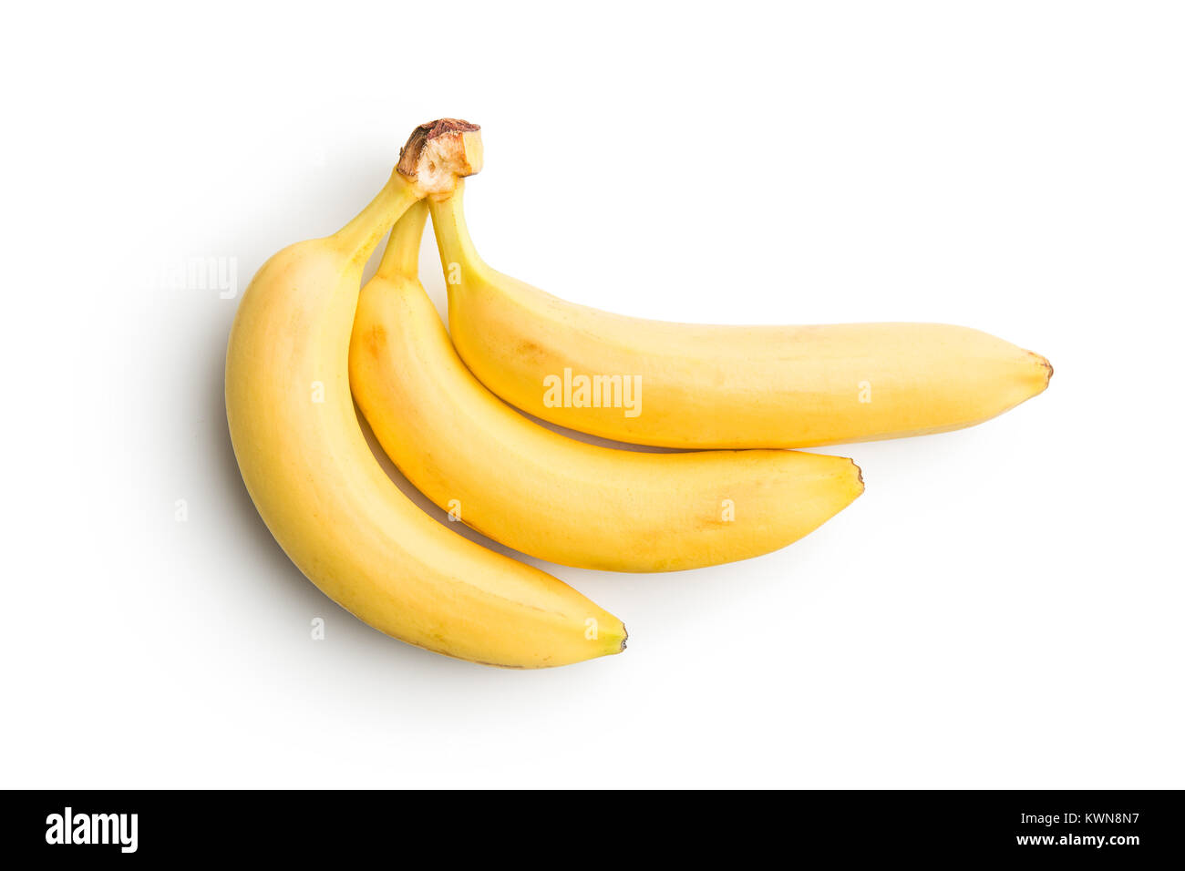 Tasty yellow banana isolated on white background. Stock Photo