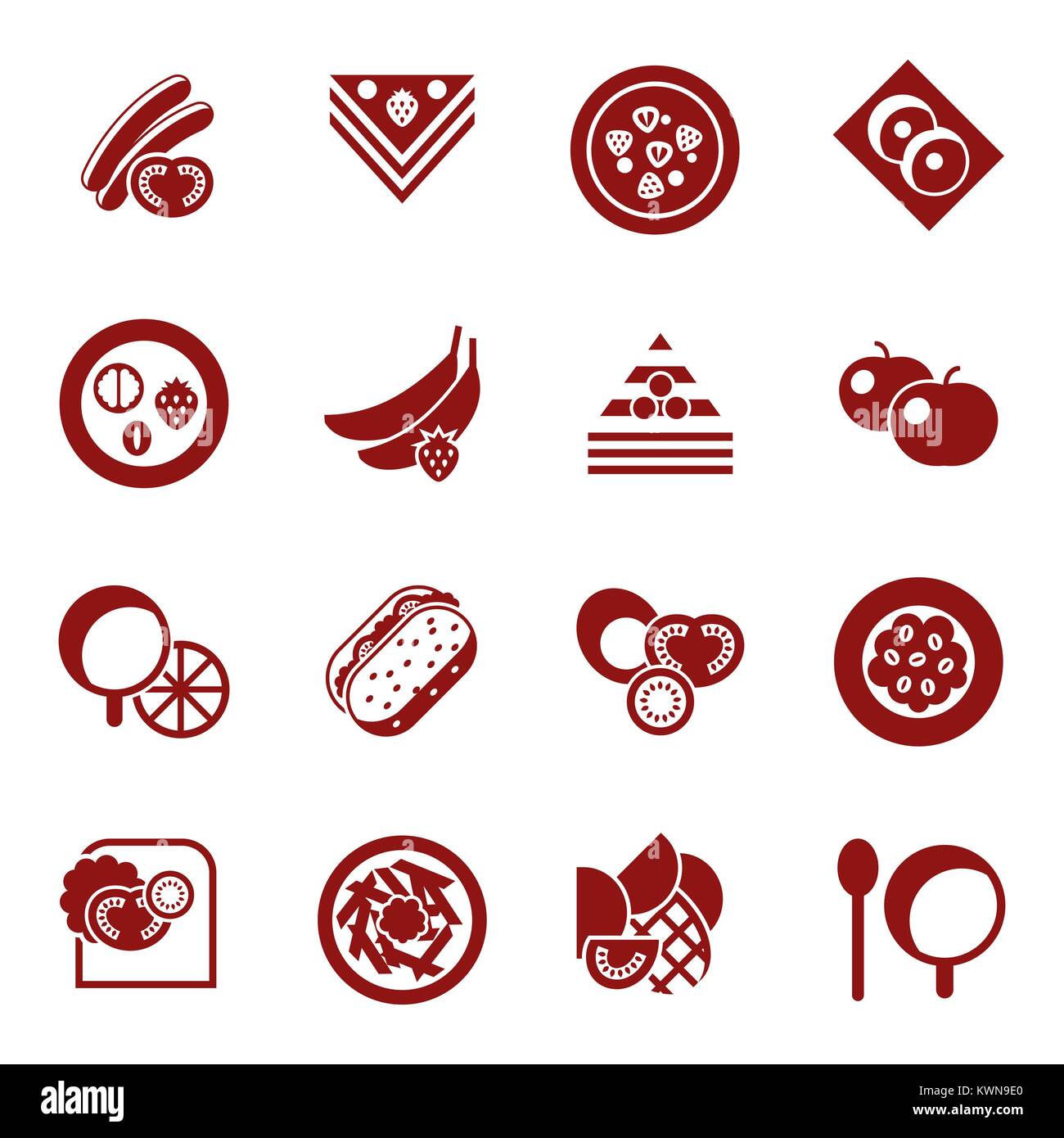 Digital vector breakfast meal fresh food and drinks color simple flat ...