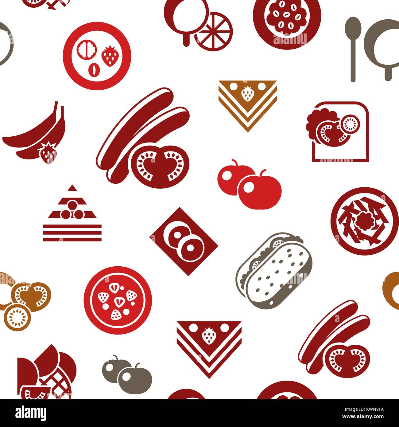 Digital vector breakfast meal fresh food and drinks color simple flat ...
