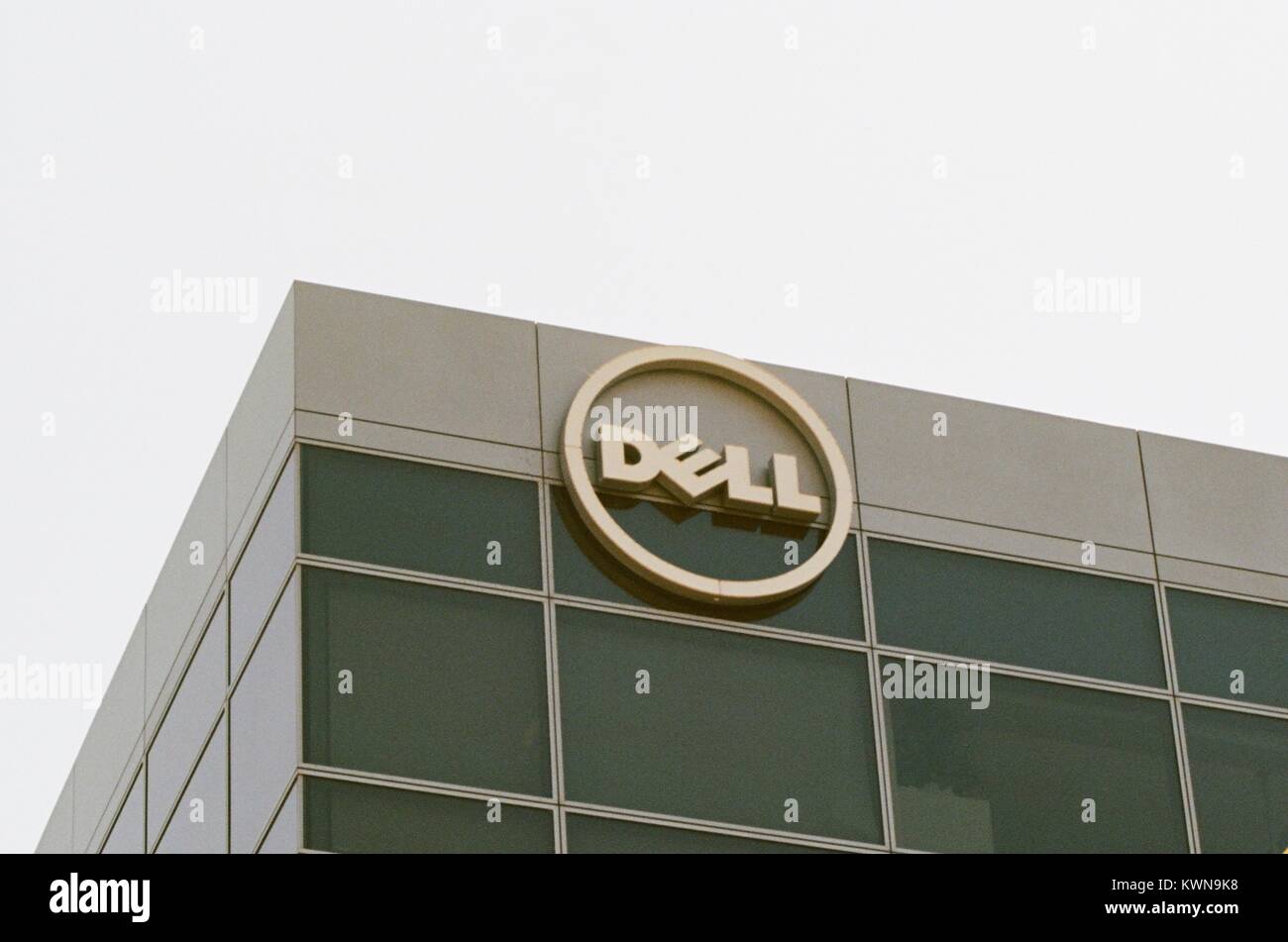 Close-up of signage at the regional headquarters of Dell Computers in the Silicon Valley town of Santa Clara, California, July 25, 2017. Stock Photo
