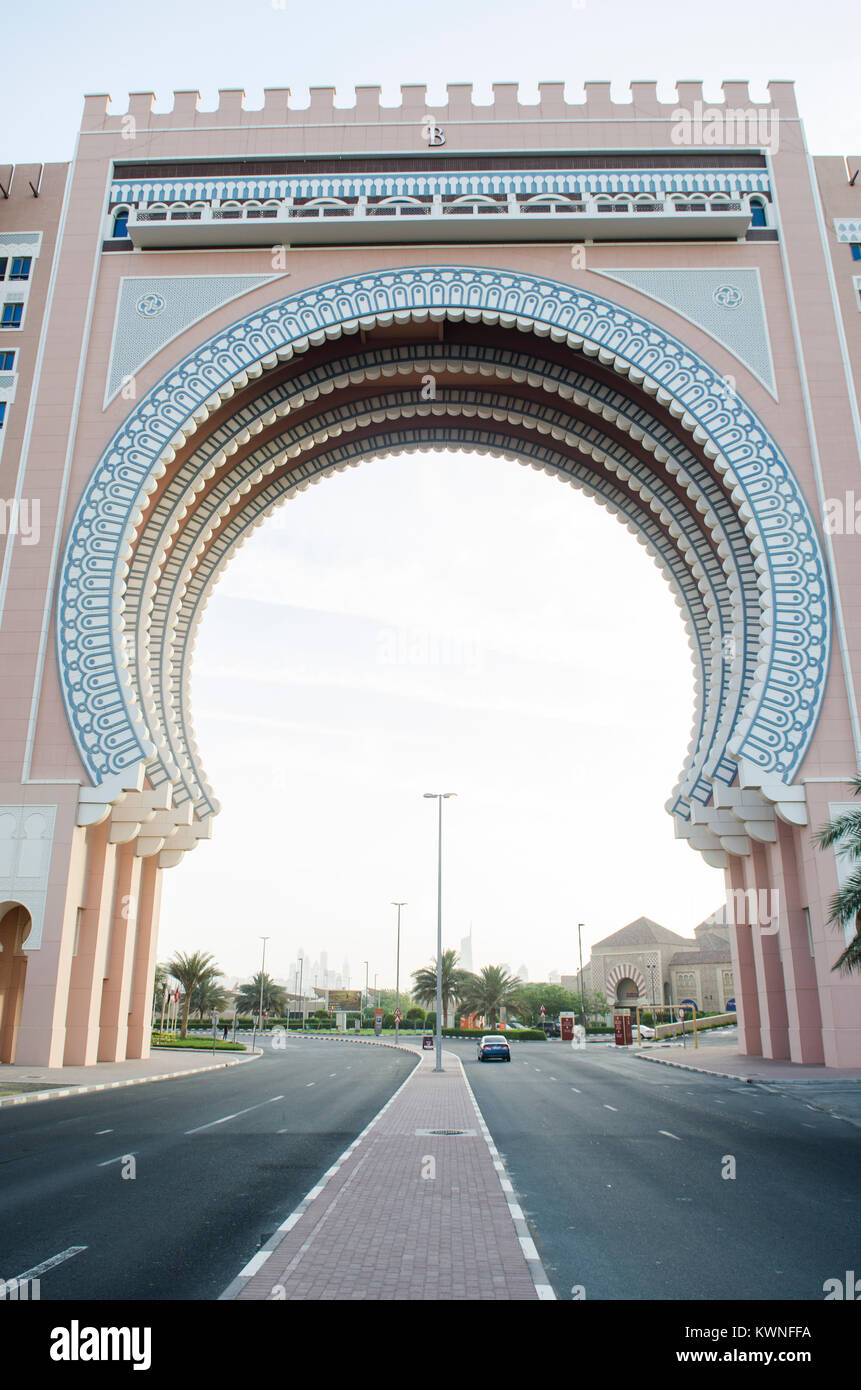 Ibn Battuta Mall Movenpick hotel gate Dubai UAE Stock Photo