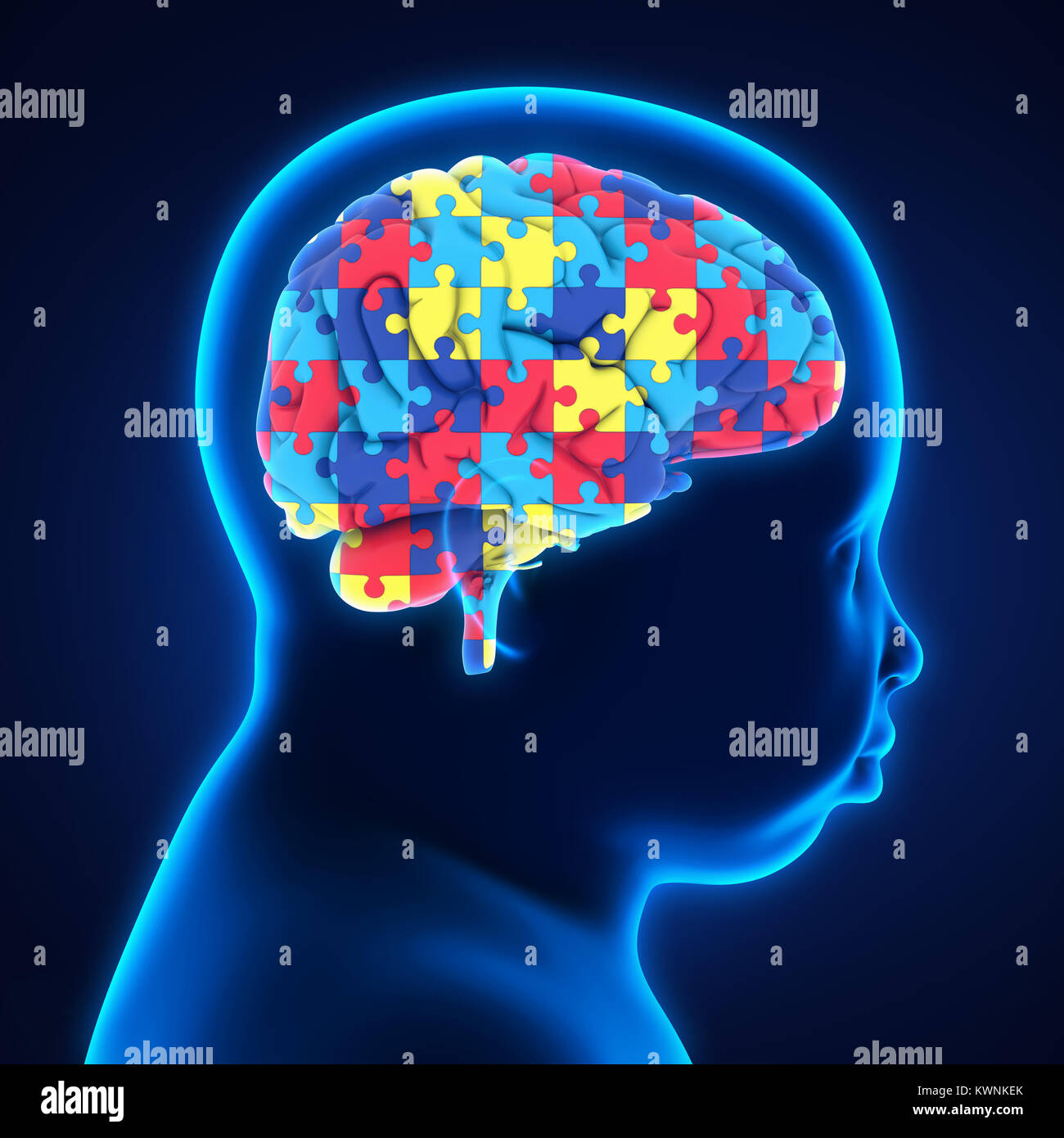 Illustration human brain jigsaw puzzle hires stock photography and