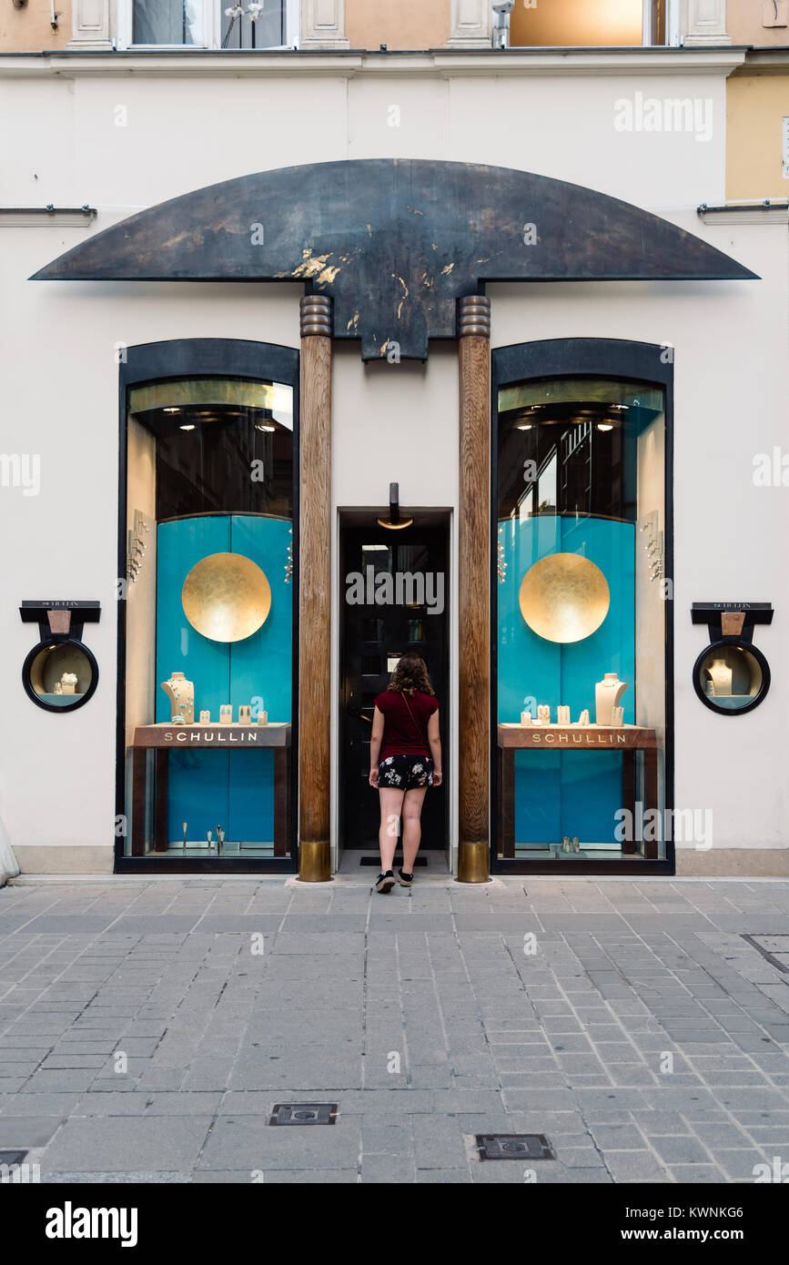 Vienna, Austria August 16, 2017 Storefront of luxury jewelry store