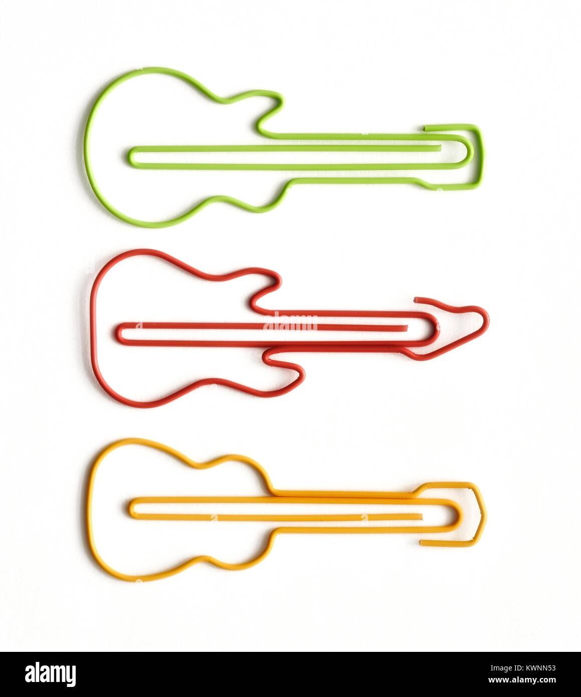 colorful guitar shaped novelty paper clip Stock Photo