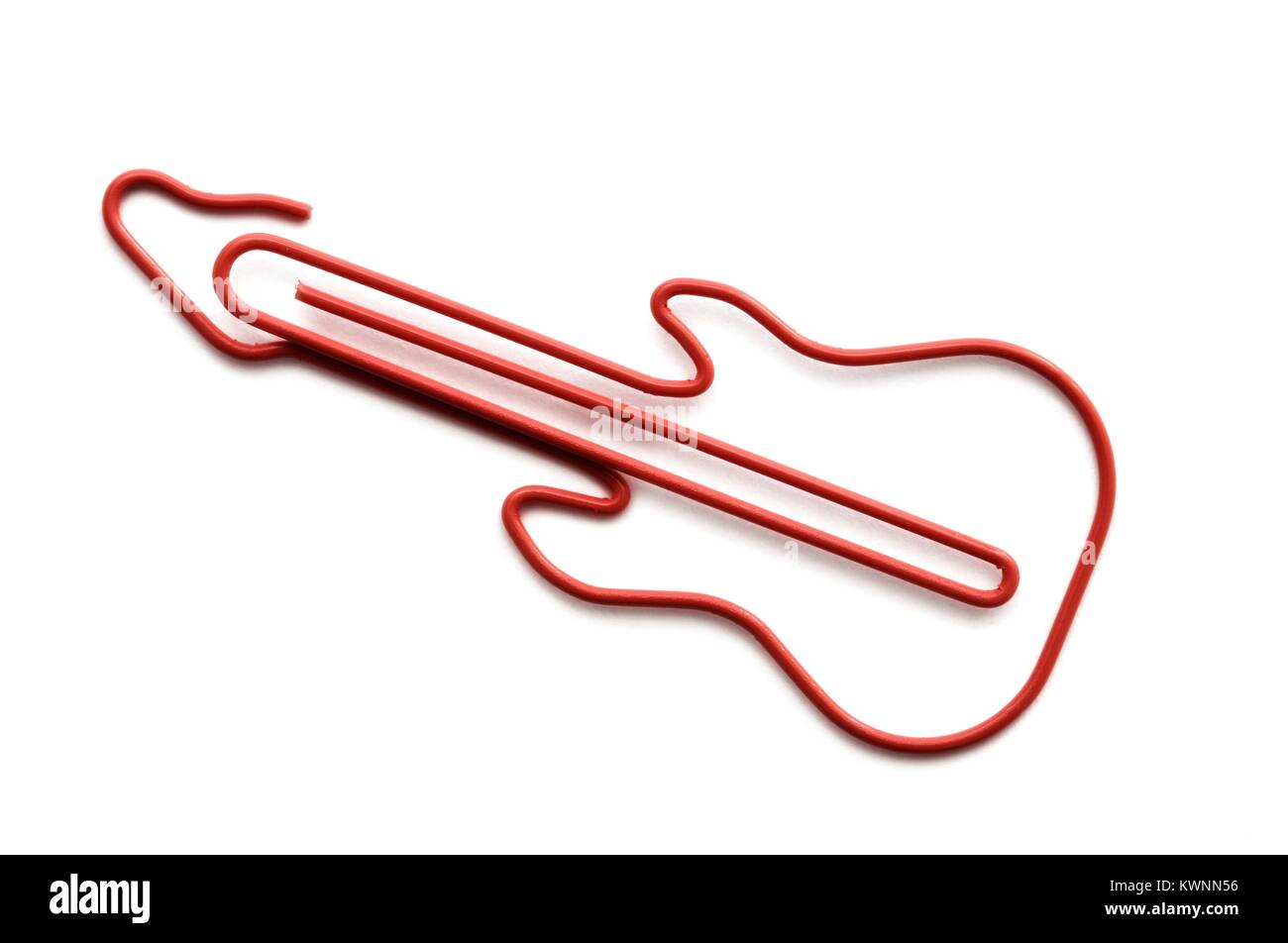 guitar shaped novelty paper clip Stock Photo