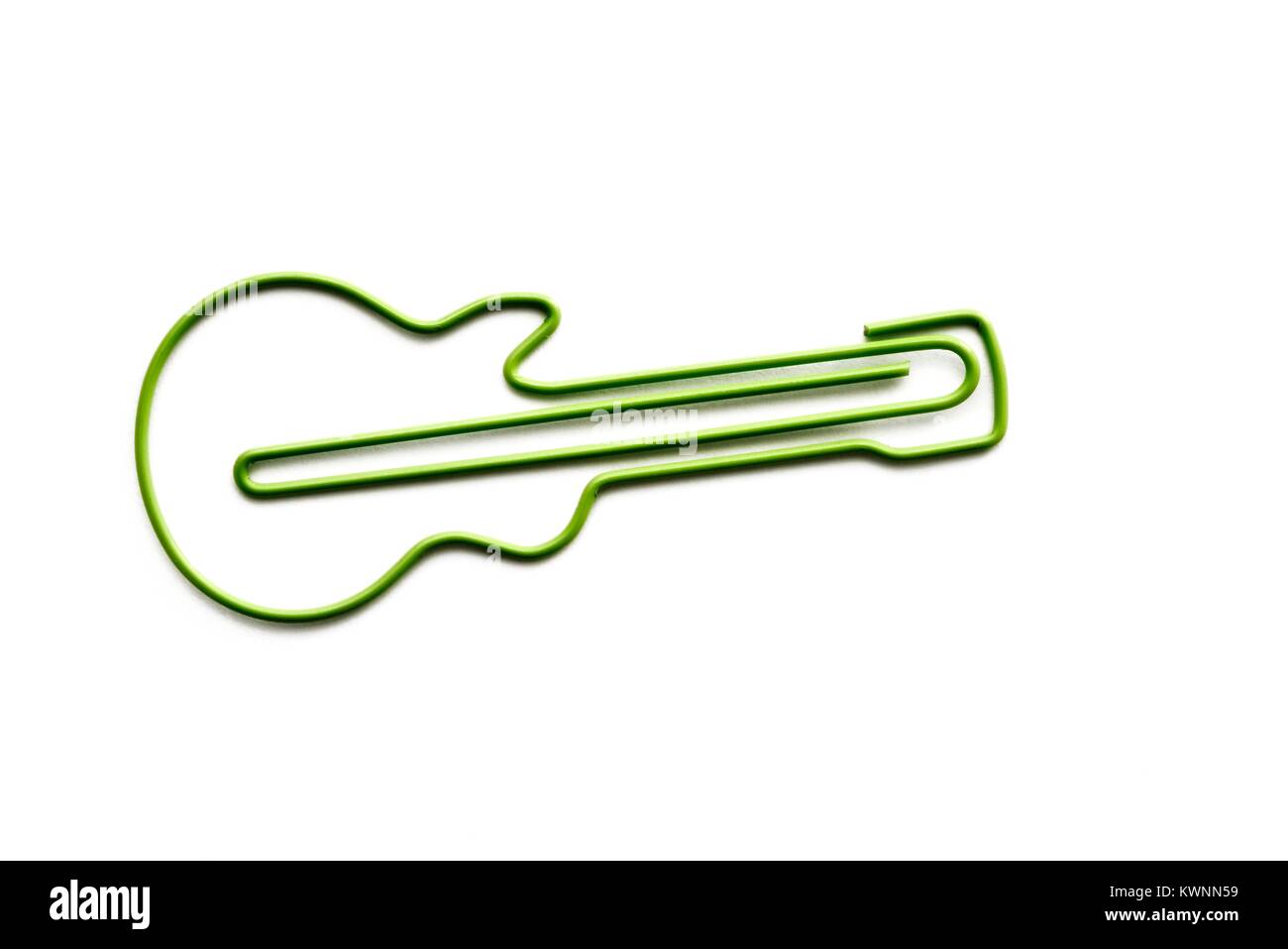 guitar shaped novelty paper clip Stock Photo