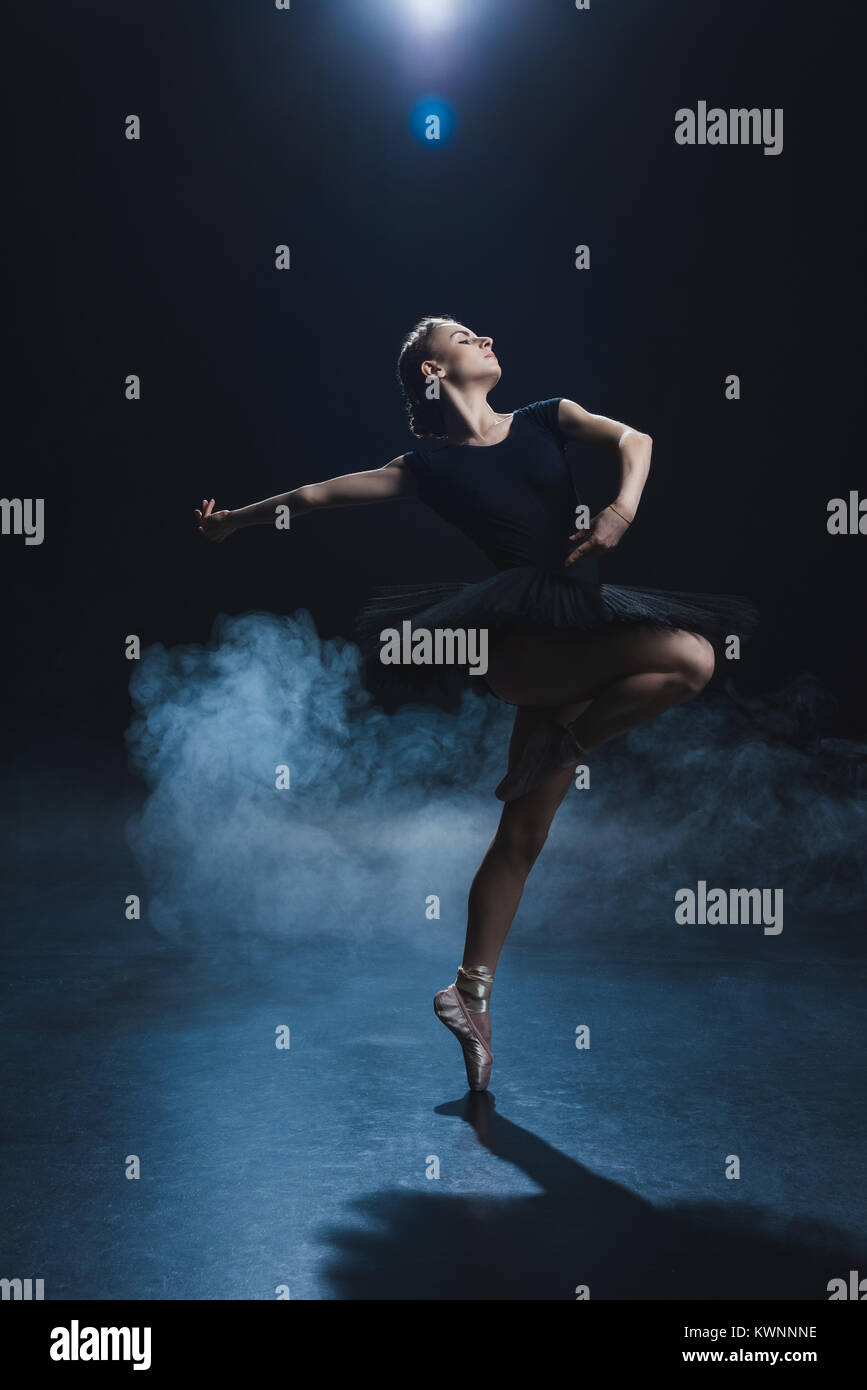 ballerina dancing in black tutu Stock Photo - Alamy