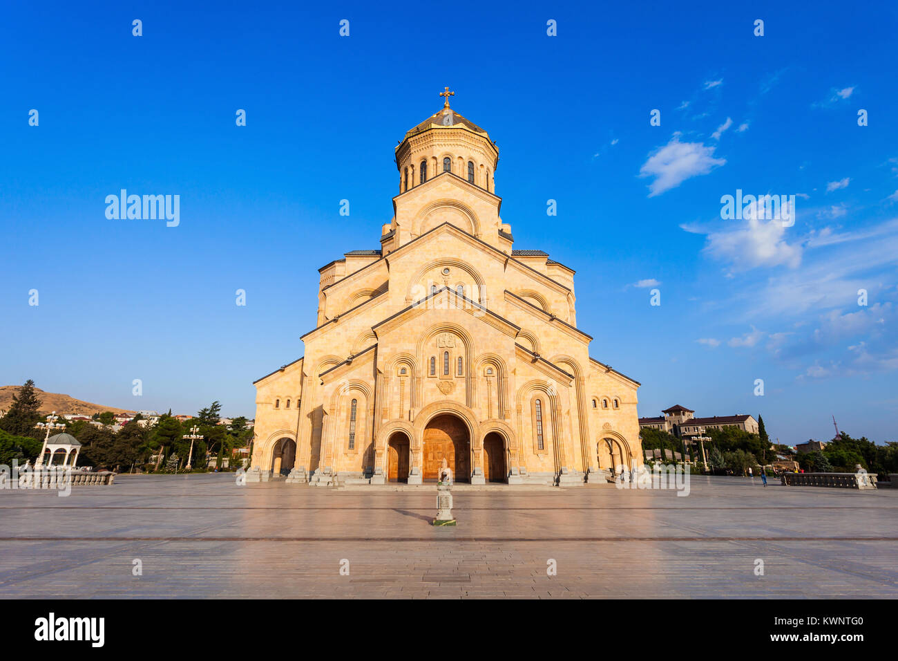 Tsminda Sameba Church (The Holy Trinity Cathedral of Tbilisi) at ...