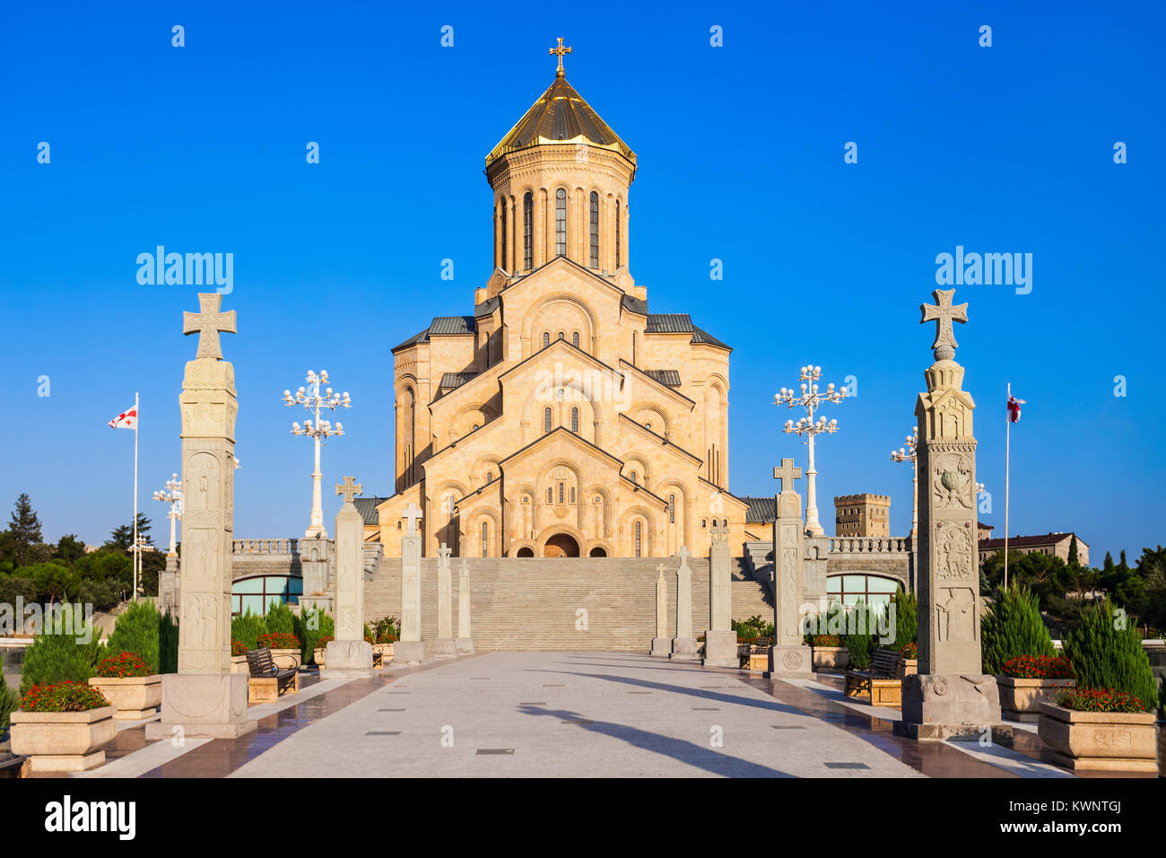 Tsminda Sameba Church (The Holy Trinity Cathedral of Tbilisi) at ...