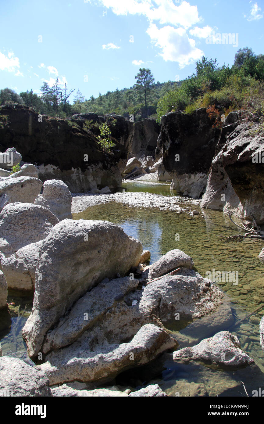 Water and rocks in Koprulu canyon in south part of Turkey Stock Photo