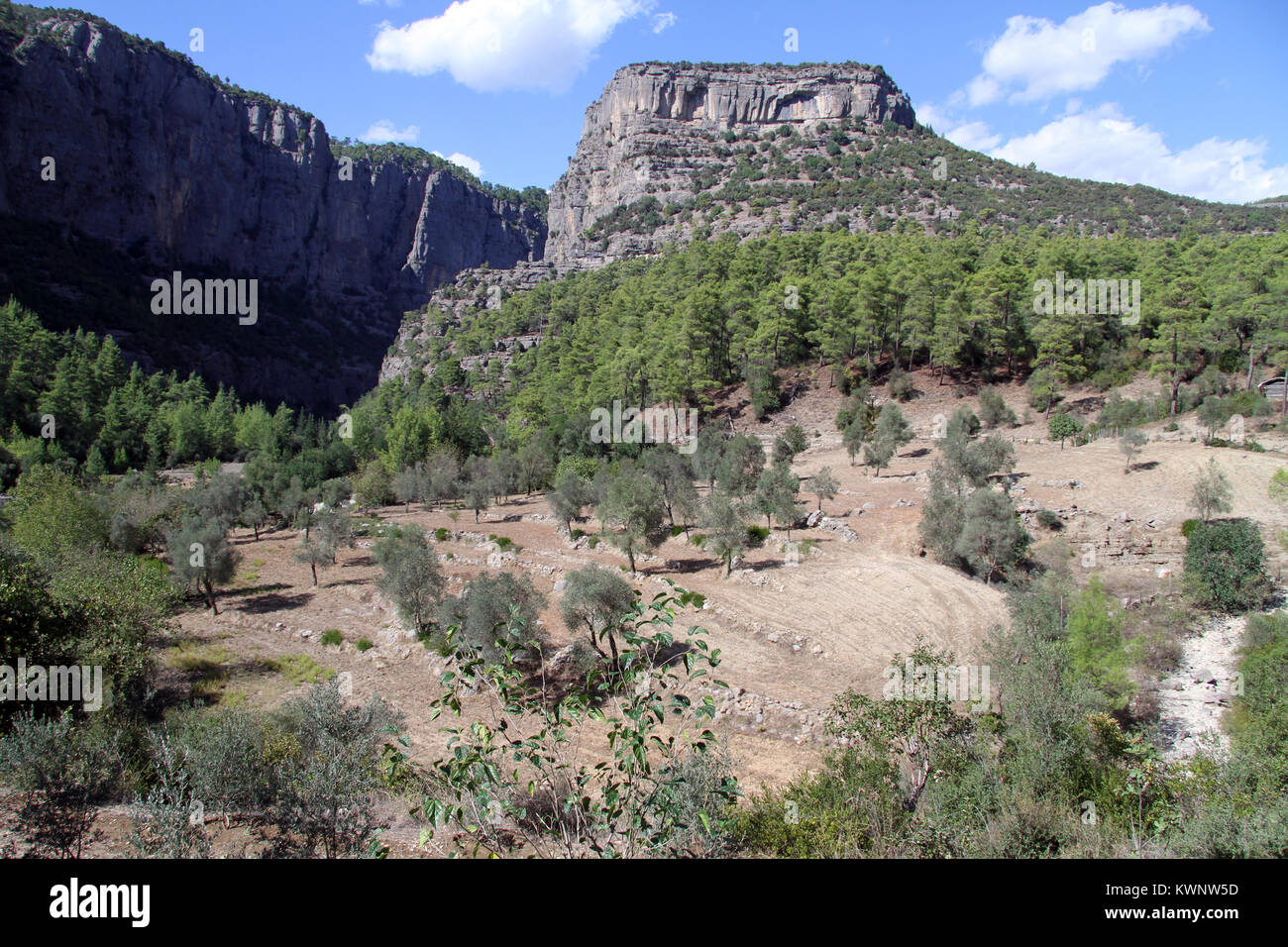 Wide part of Koprulu canyon in south Turkey Stock Photo