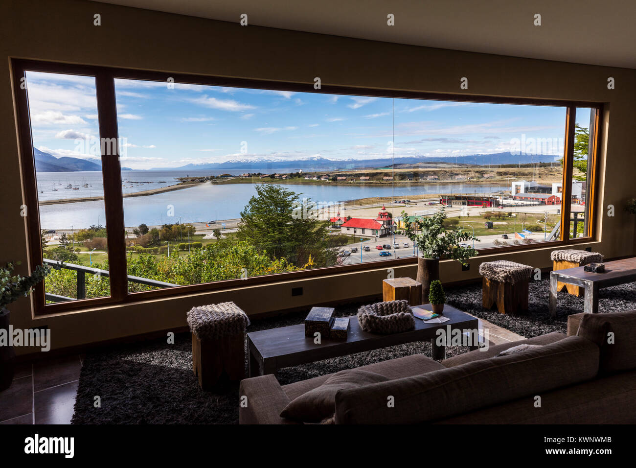 View of Bahia Ushuaia from Hotel Las Lengas; Ushuaia; Argentina Stock Photo  - Alamy