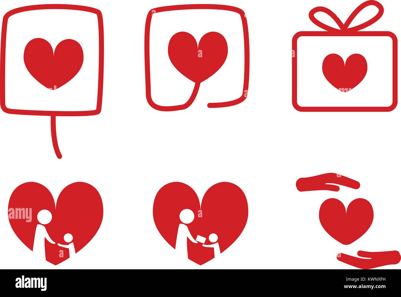 Set of Donation icons with love concept, vector design Stock Vector