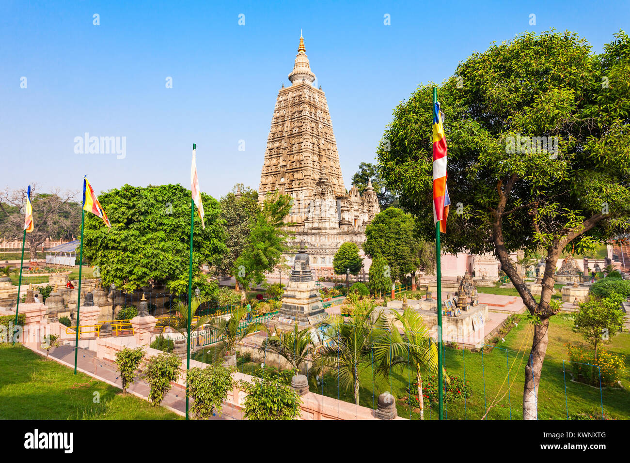 Mahabodhi Temple Complex in Gaya district in the state of Bihar, India Stock Photo