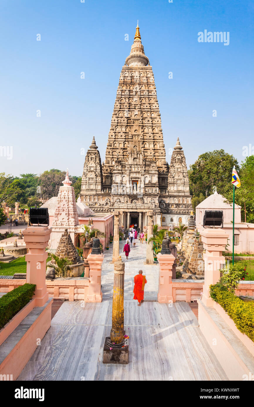 Bodh Gaya is a religious site and place of pilgrimage associated with the Mahabodhi Temple Complex in Gaya district in the state of Bihar, India Stock Photo