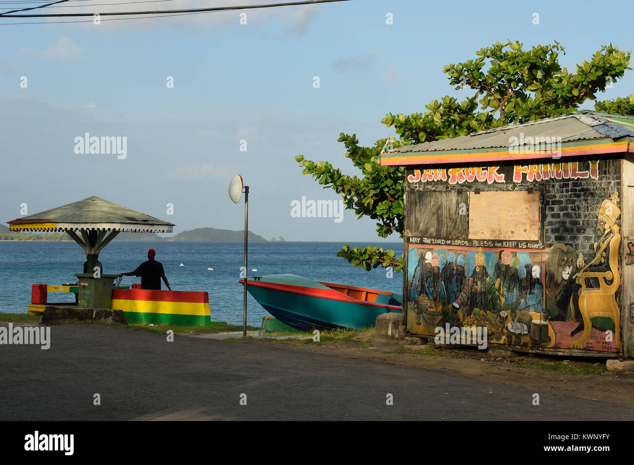 Rastafarian Jam Rock cafe. Carriacou, Grenadine Islands, Caribbean