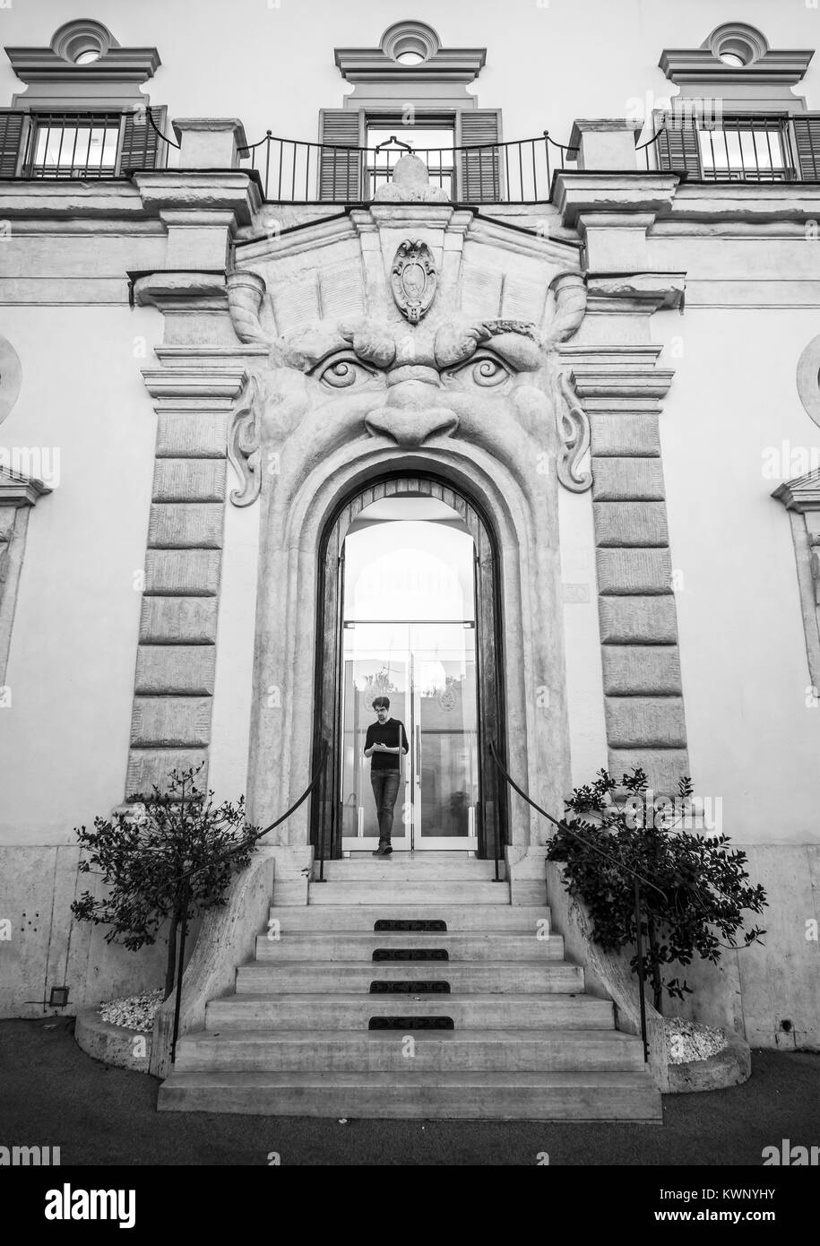 Rome (Italy) - The monumental entrance of Palazzo Zuccari near Trinità dei Monti, with the face of a monster, inspired by the monsters park of Bomarzo Stock Photo