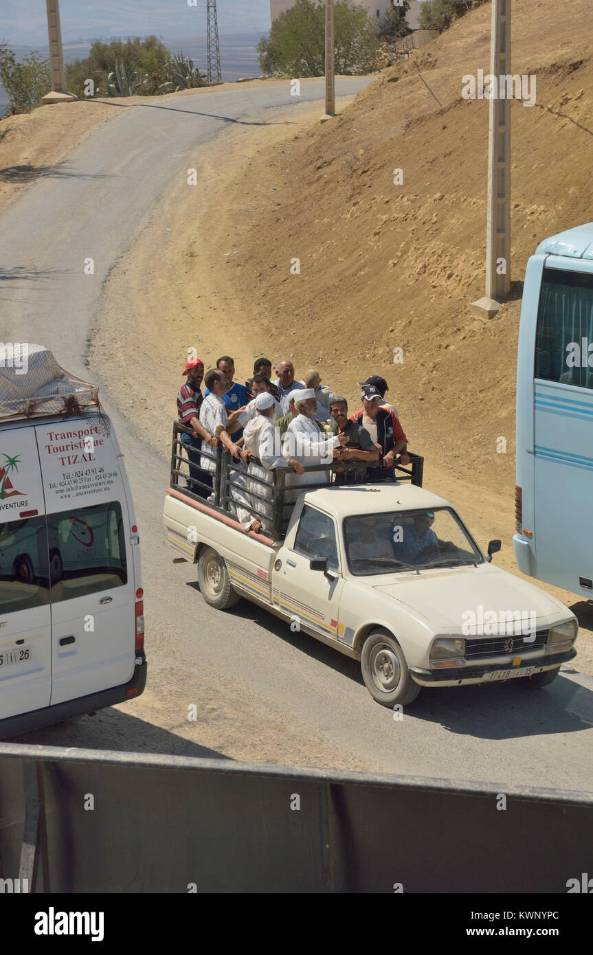 A truck crowded with passengers,  Morocco, North Africa Stock Photo