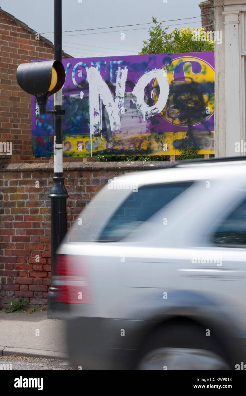 NO painted over a UKIP billboard Stock Photo