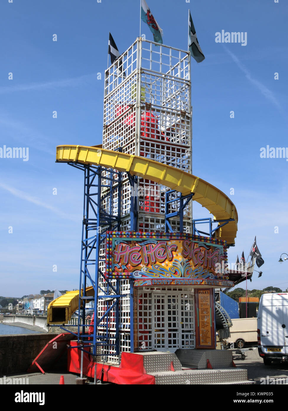 Helter Skelter Fairground Ride, UK in Summer Stock Photo
