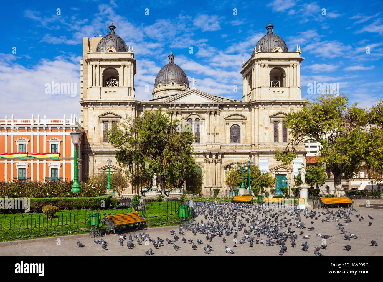 Metropolitan Cathedral is located on Plaza Murillo Square in La Paz, Bolivia Stock Photo