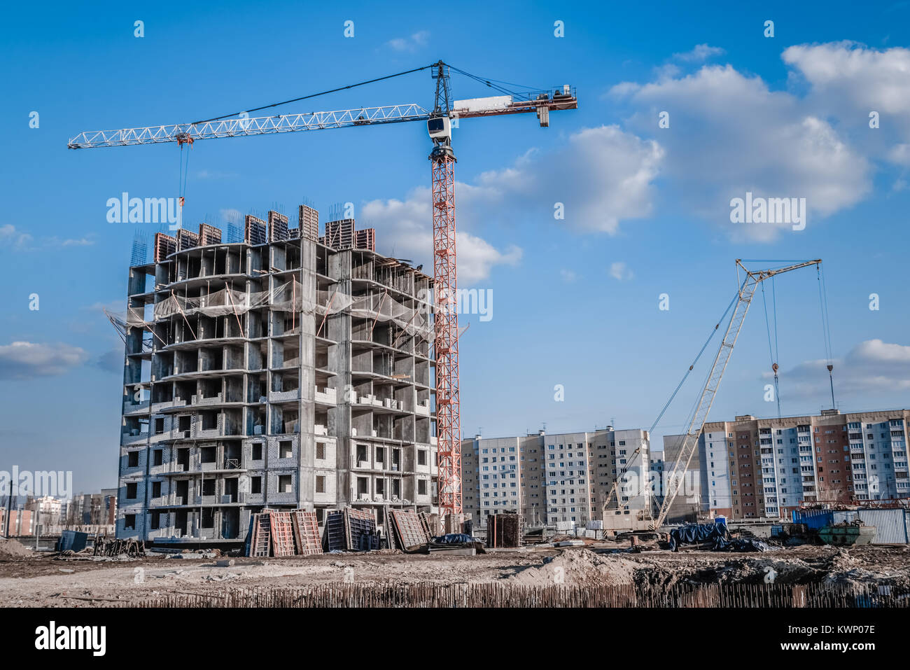High-rise crane and construction industry Stock Photo