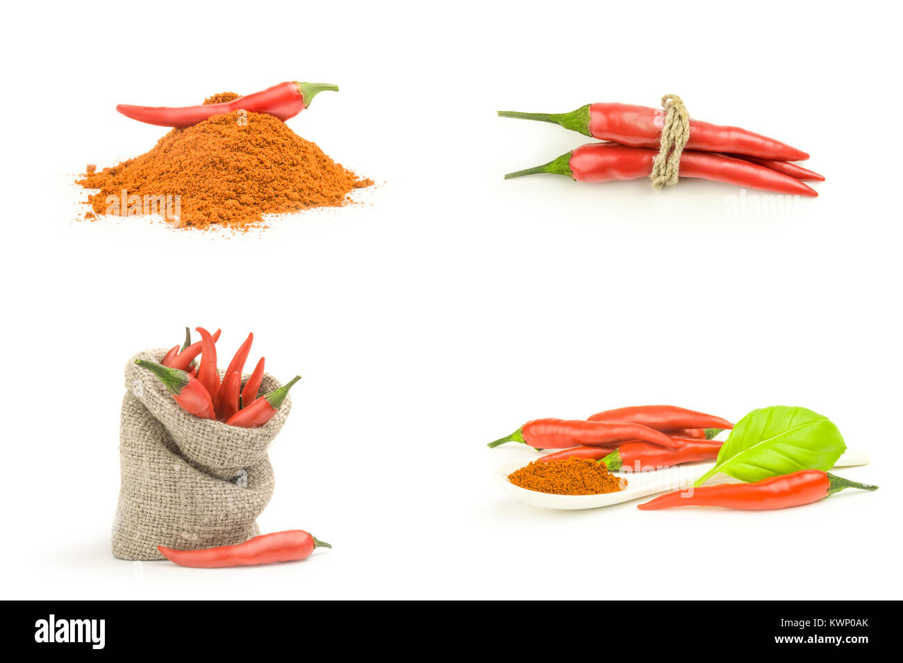 Set of cayenne pepper isolated on a white background with clipping path ...