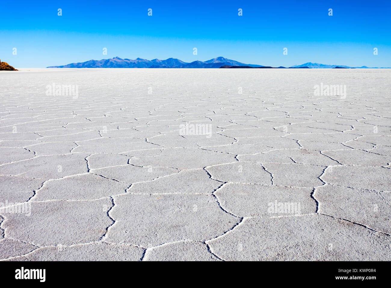 Salt lake Salar de Uyuni is located near Uyuni, Bolivia. It is the