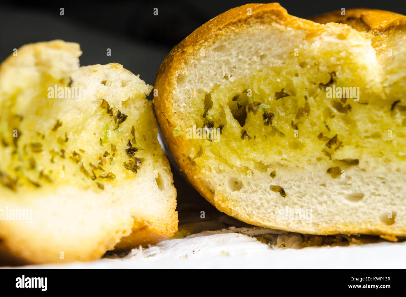 A Studio Photograph of Garlic Baguette Ready To Eat Stock Photo