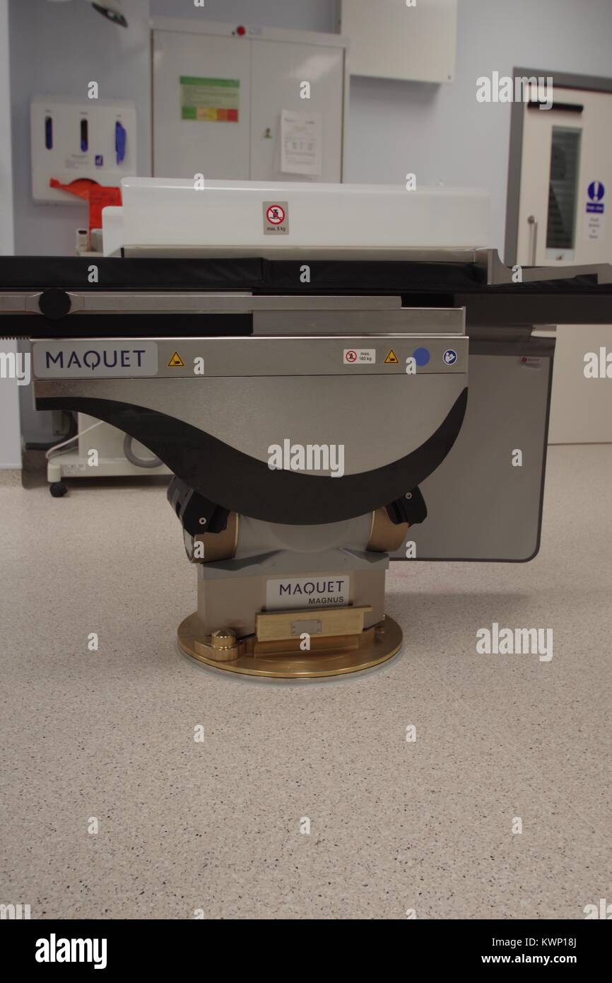 Advanced Operating Table in a Modern British Hospital Operating Theatre ...