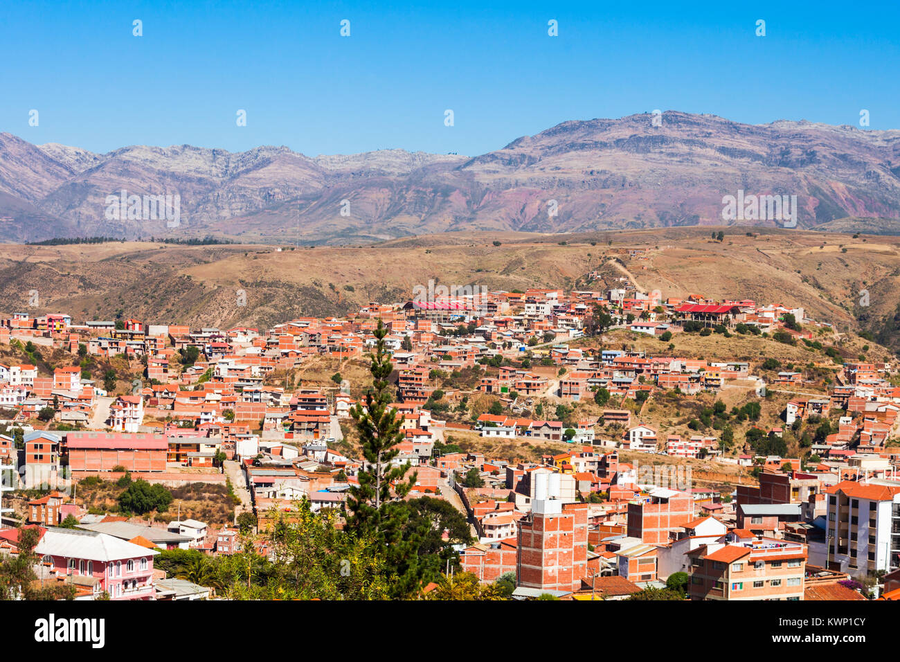 Sucre aerial view from La Recoleta Monastery viewpoint, Bolivia Stock Photo