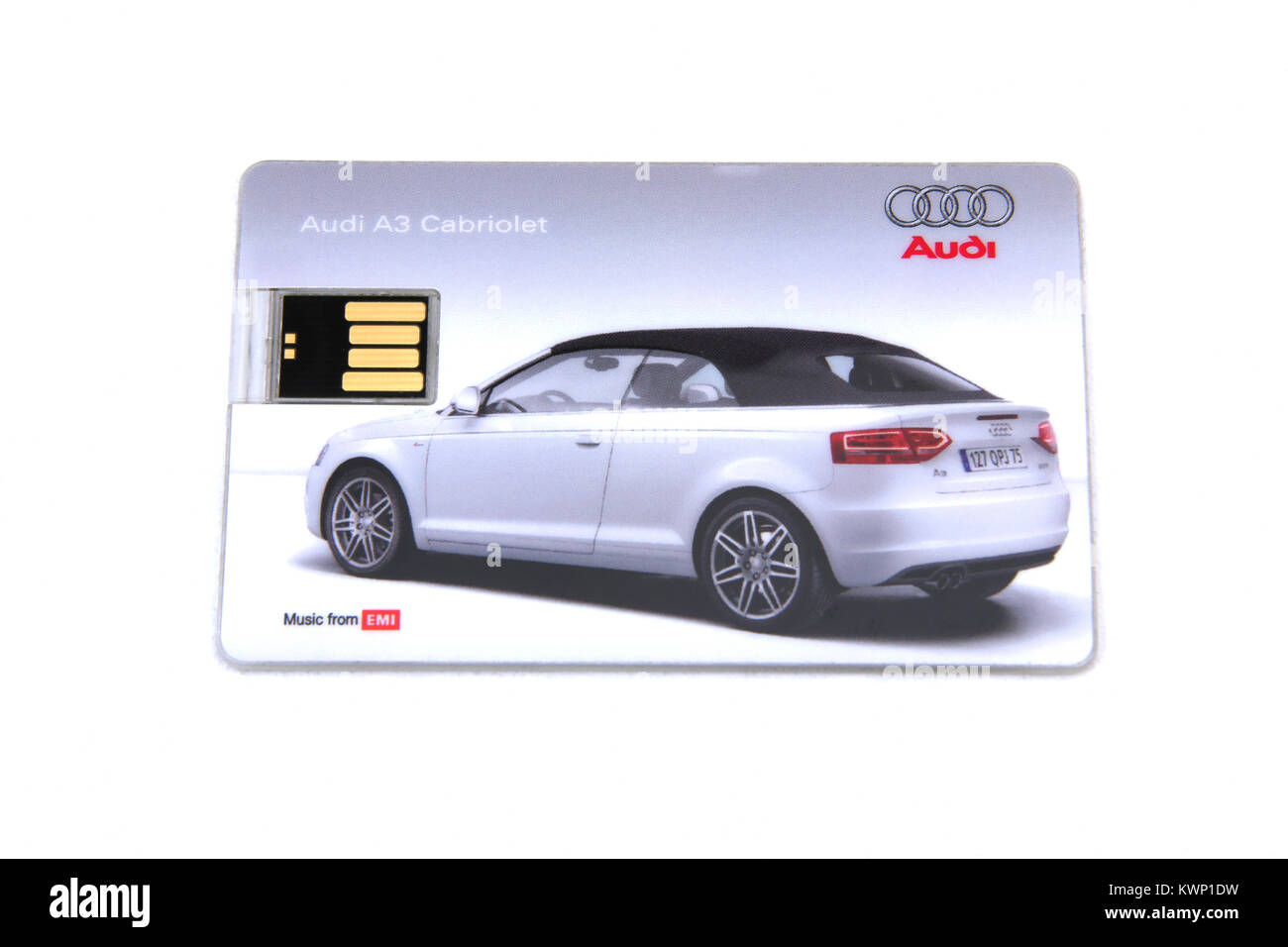 A Promotional USB Memory Card With Audi A3 Cabriolet Advert Stock Photo