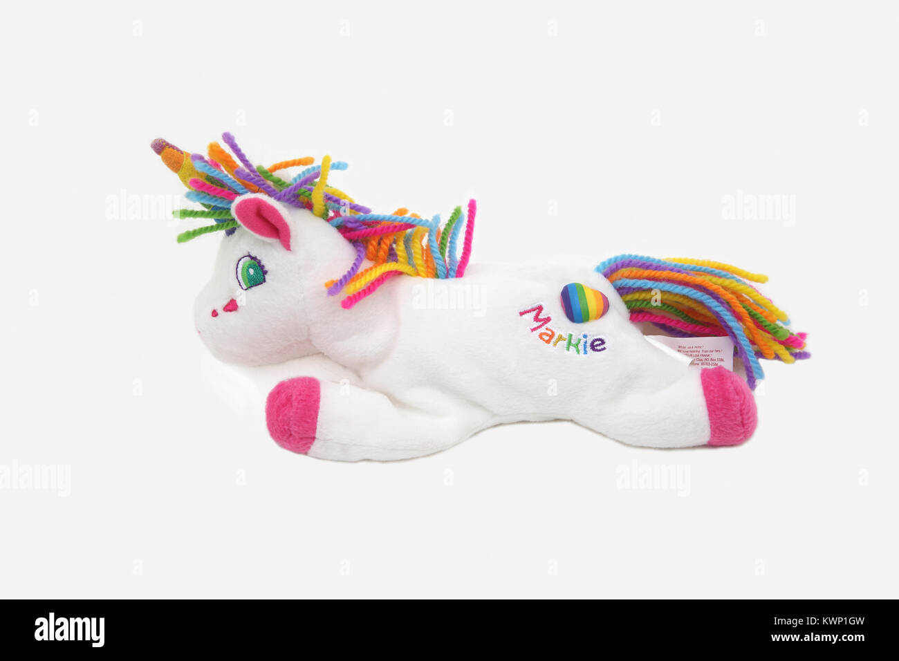 Lisa Frank Markie The Unicorn Bean Bag Plush Toy Stock Photo