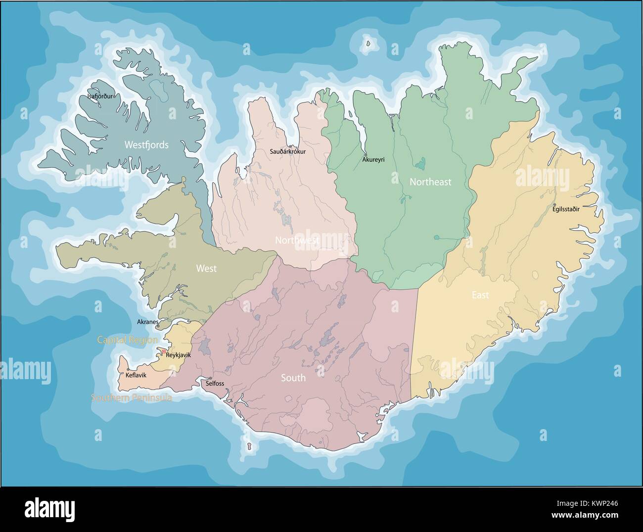Map of Iceland Stock Vector