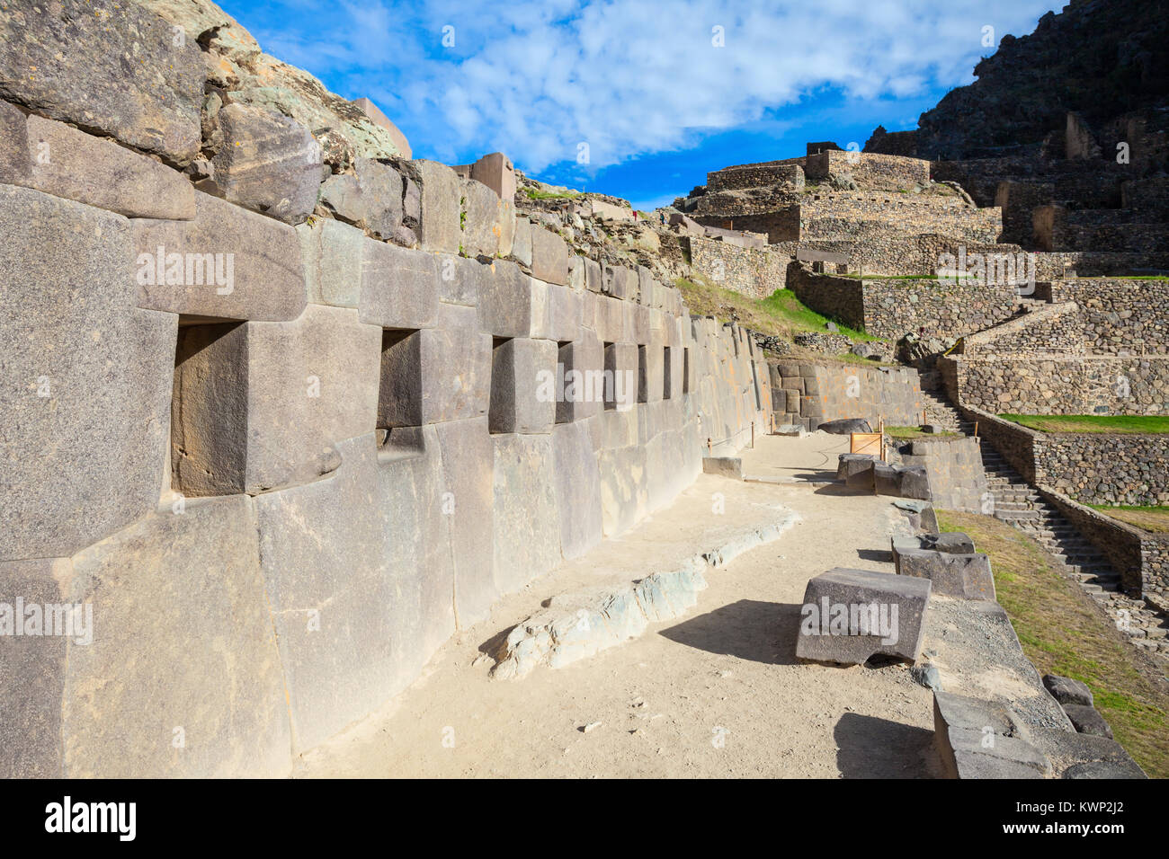 Ollantaytambo is a town and an Inca ruins near Cusco in southern Peru. Stock Photo