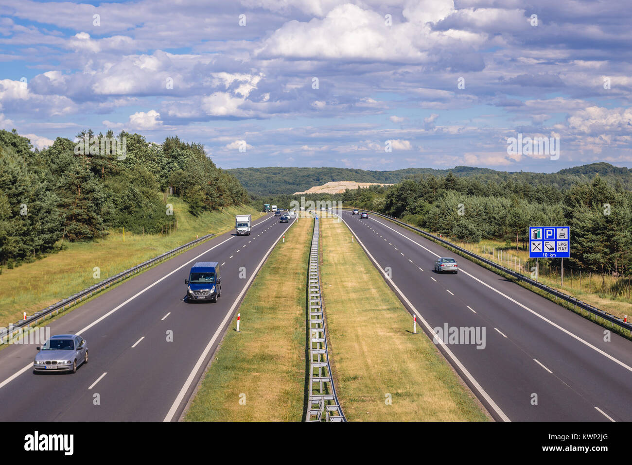 Autostrada A4 motorway near Zalas village in Lesser Poland Voivodeship in Poland Stock Photo