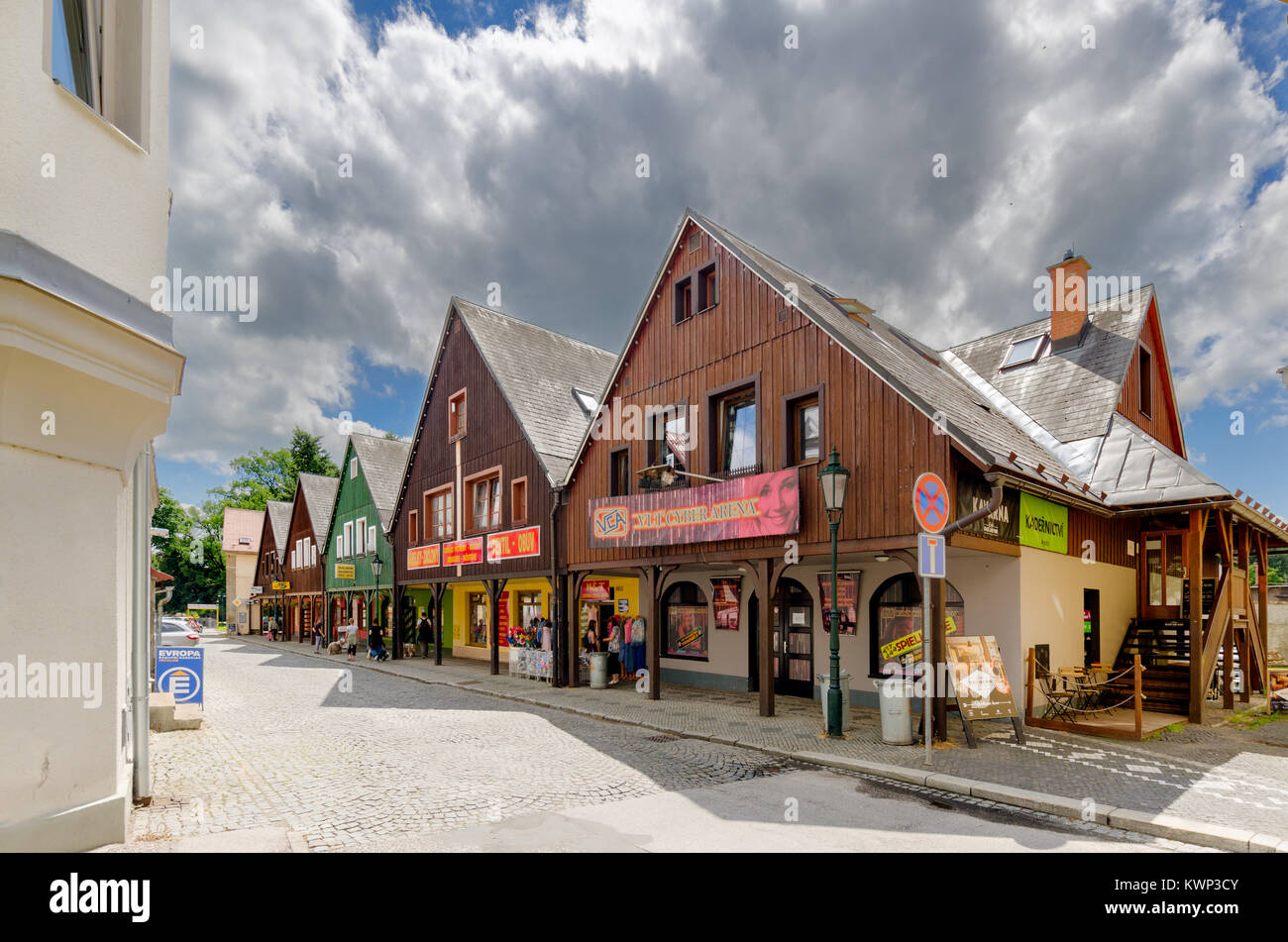 Traditional houses, Vrchlabi (Hohenelbe), Czech town in Hradec Králové