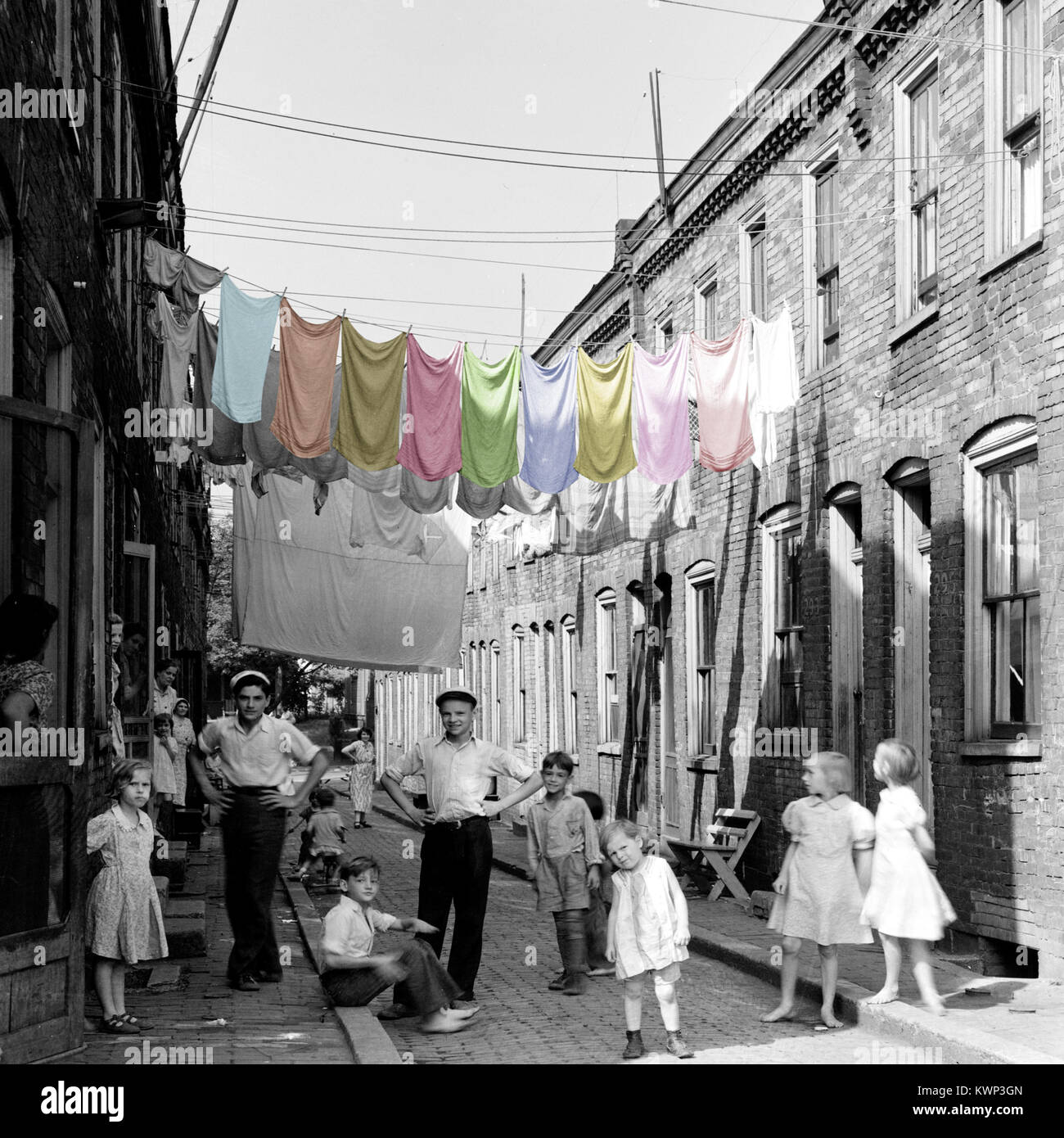 vintage photo of small town Pennsylvania circa 1940 Stock Photo