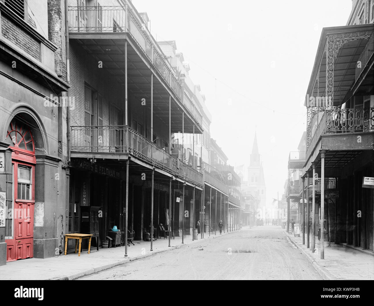 vintage photo of Chartres Street in New Orleans circa 1906 Stock Photo