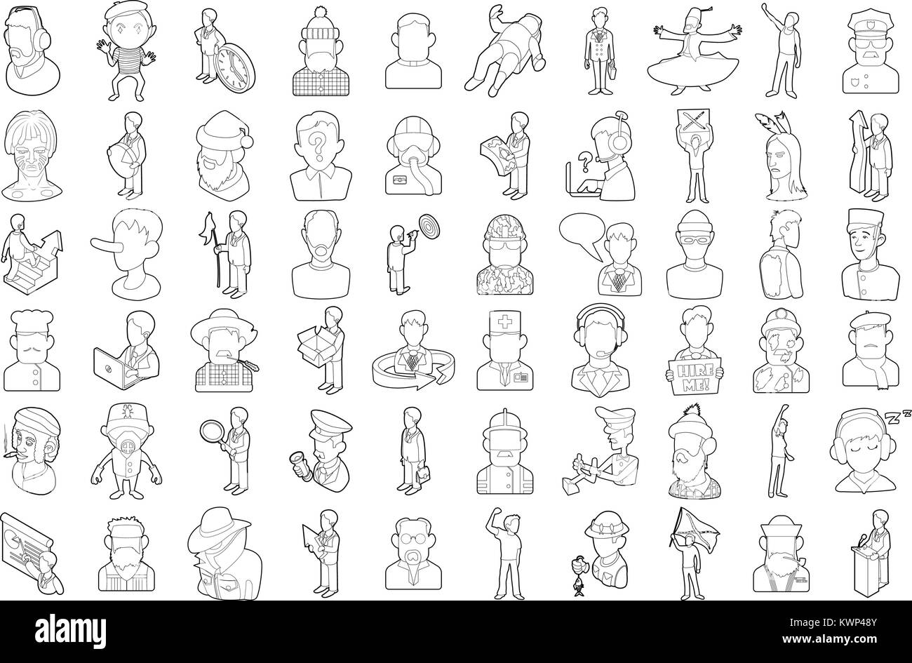People icon set, outline style Stock Vector Image & Art - Alamy