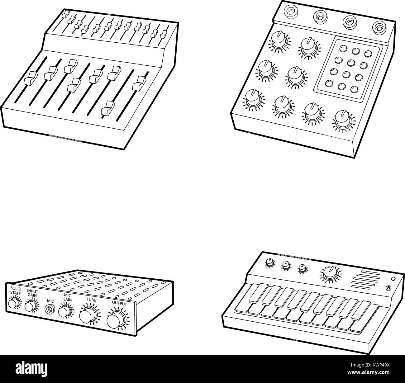 Equalizer icon set, outline style Stock Vector Image & Art - Alamy