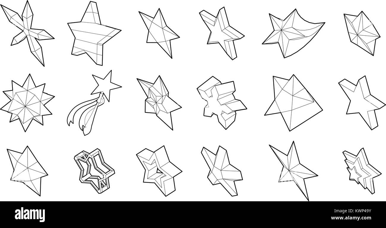 Star icon set, outline style Stock Vector Image & Art - Alamy