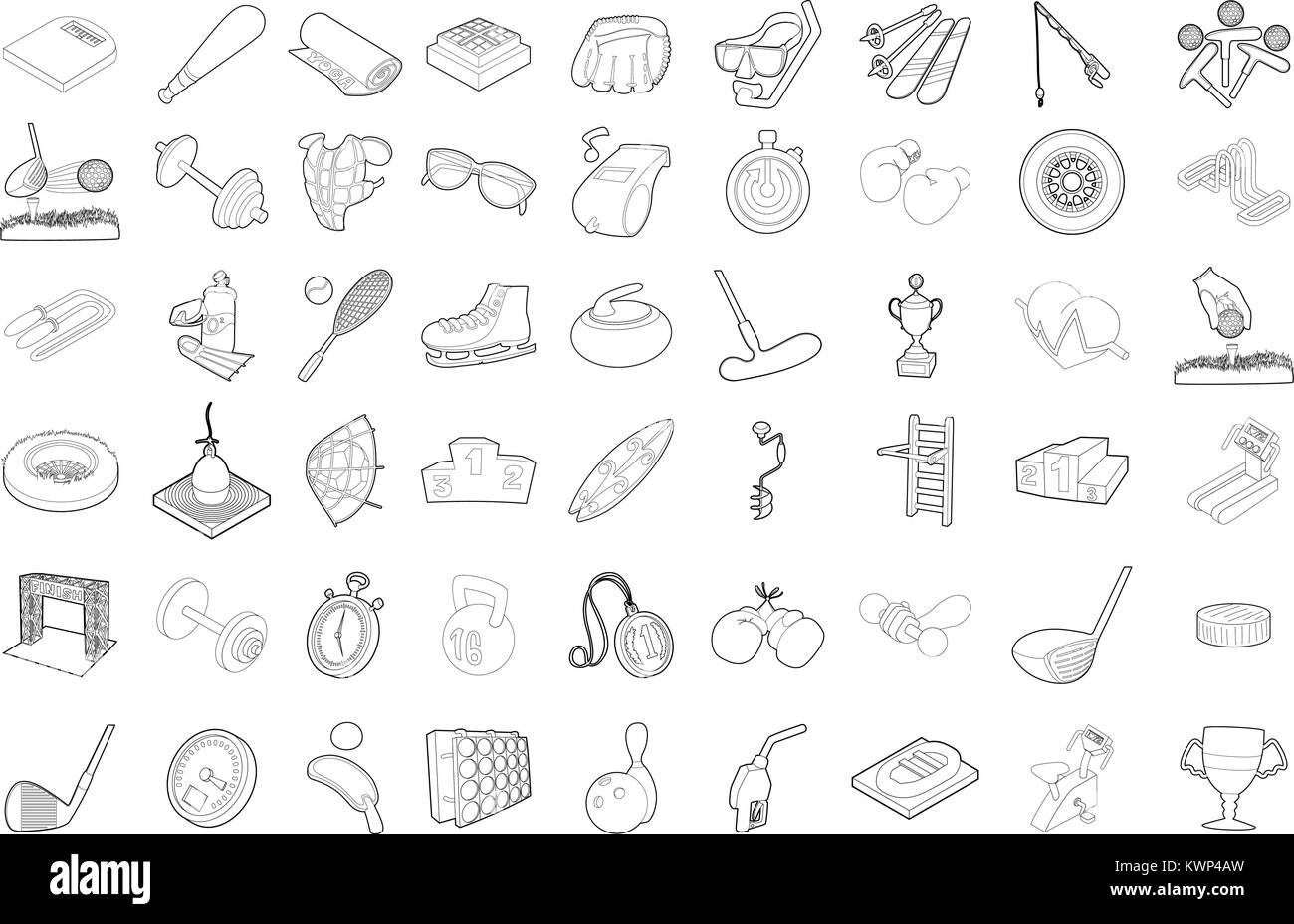 Sport equipment icon set, outline style Stock Vector Image & Art - Alamy