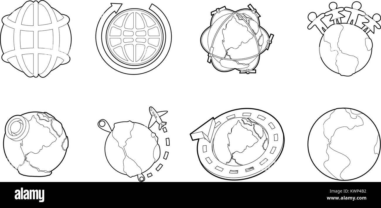 Globe earth icon set, outline style Stock Vector Image & Art - Alamy