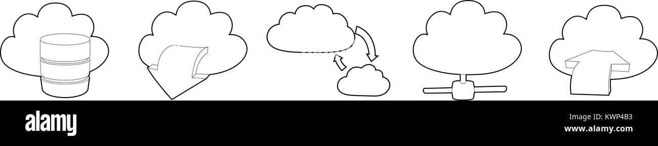 Cloud data icon set, outline style Stock Vector Image & Art - Alamy
