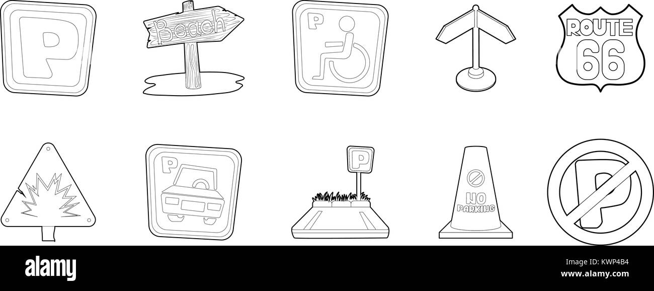 Street sign icon set, outline style Stock Vector Image & Art - Alamy