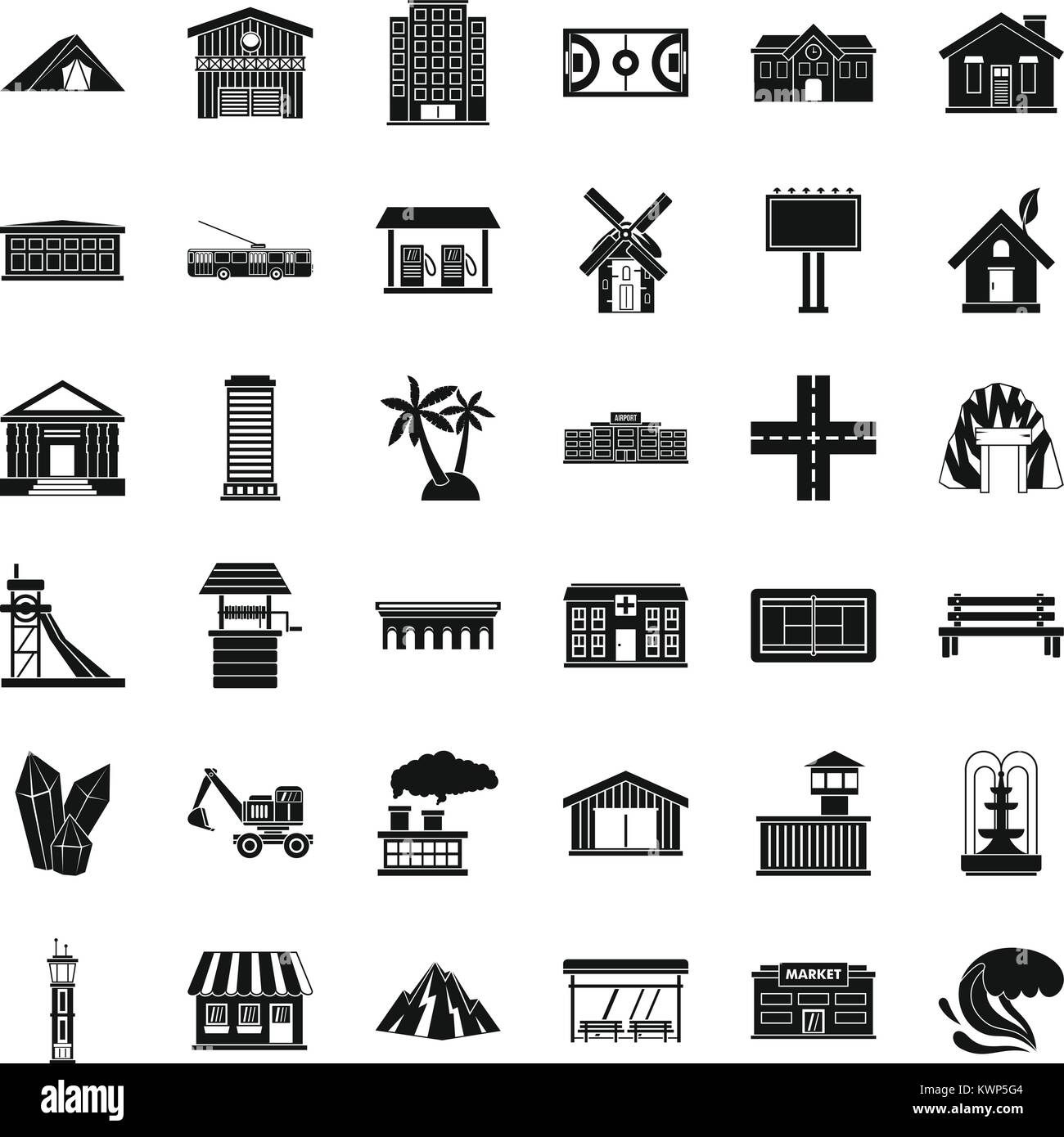 Landscape element icons set, simple style Stock Vector Image & Art - Alamy