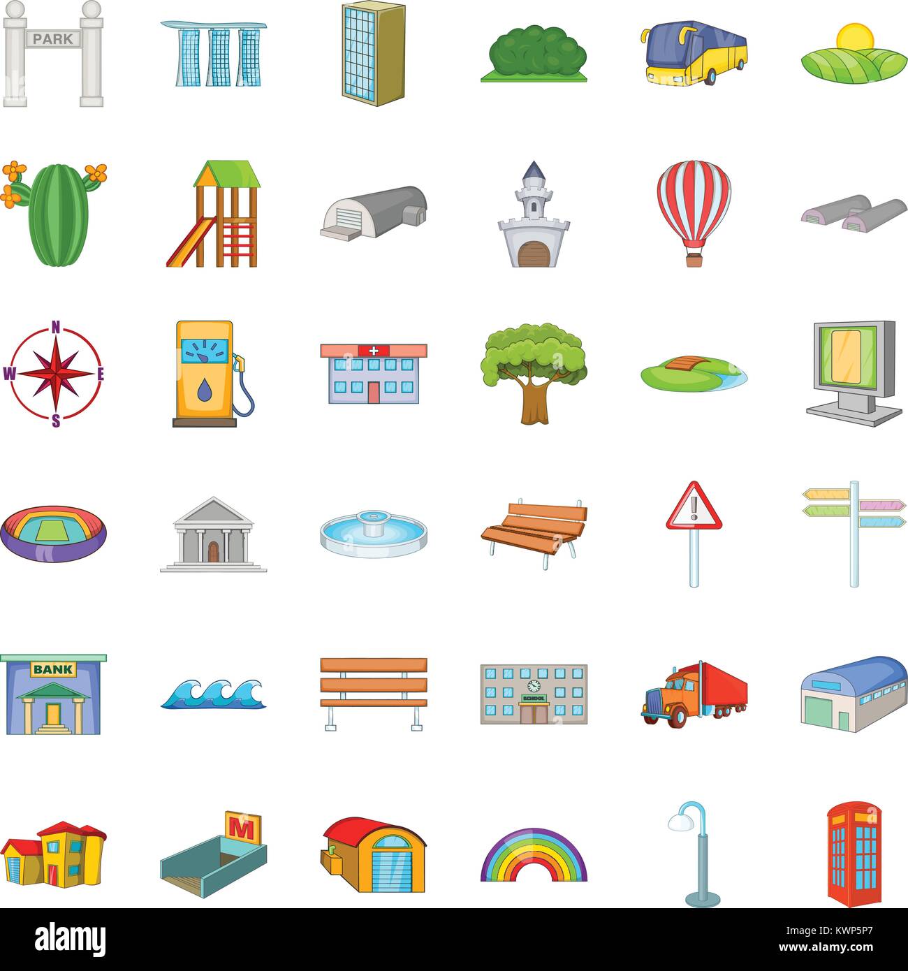 City element icons set, cartoon style Stock Vector Image & Art - Alamy