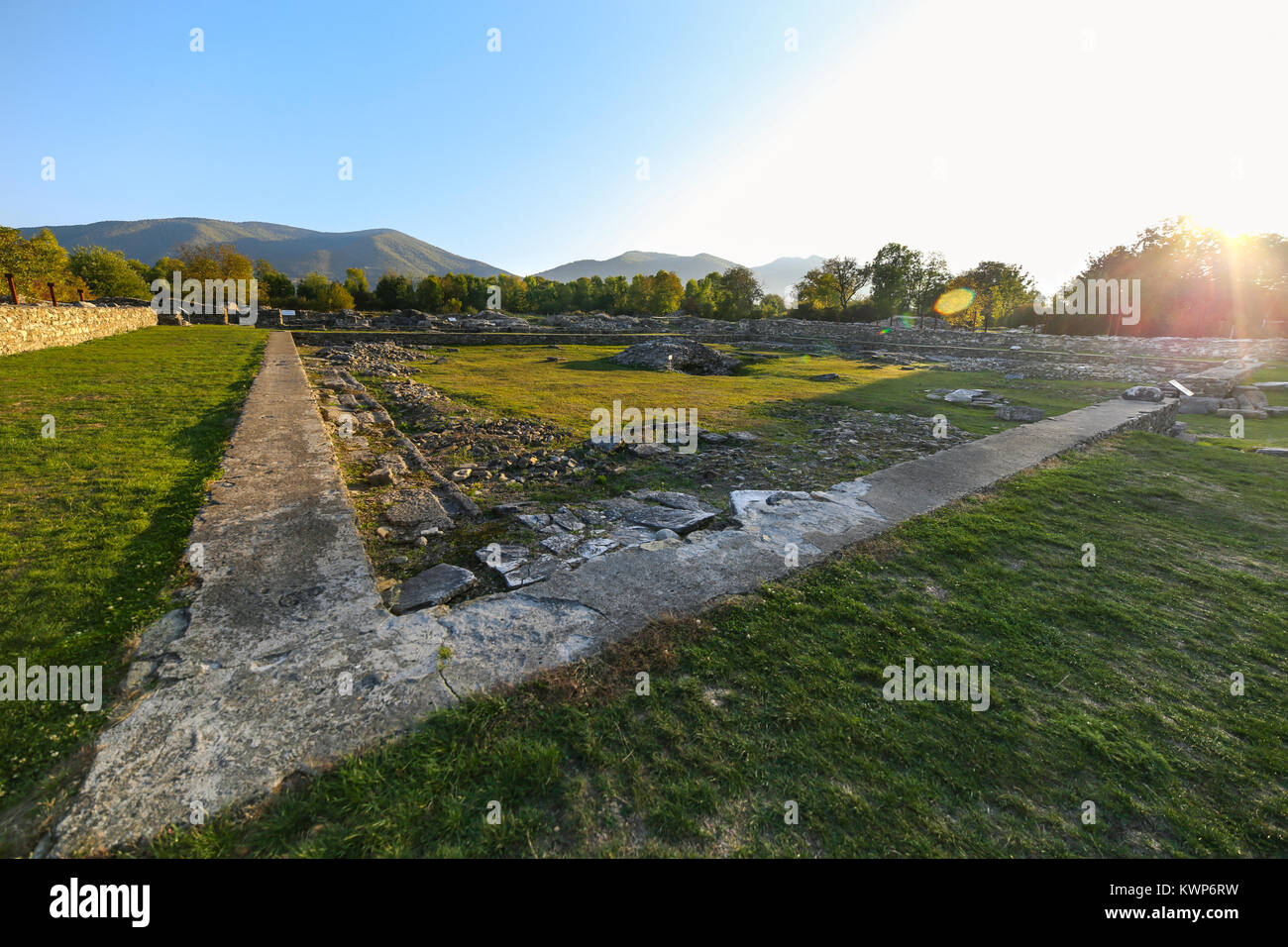 Roman Empire ruins at the Colonia Ulpia Traiana Sarmizegetusa in Hudedoara County, Romania Stock Photo